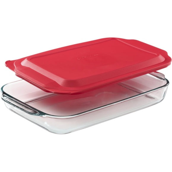 Pyrex Bundle - 6 Items: 2qt, 3qt & 4.8qt Glass Dish With Red Lid Made in the USA - Picture 3 of 7